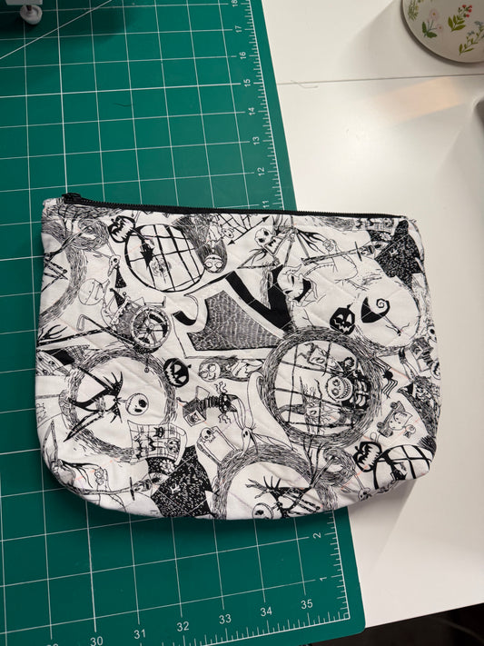 Jack and Sally Black & White Makeup Bag